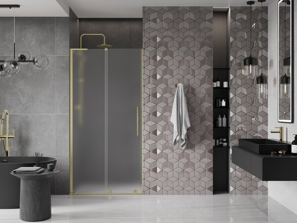 Mexen Velar L, tolózuhanyajtó nyílásig 90 cm, 8 mm-es matt üveg, arany matt, 871-090-003-31-55