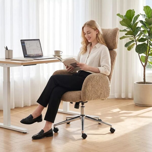 HOMCOM irodai szék állítható fejtámlával, ergonomikus íróasztali szék, dönthető funkcióval, állítható magasságú, barna