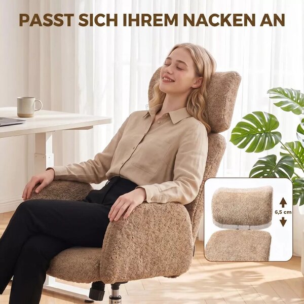 HOMCOM irodai szék állítható fejtámlával, ergonomikus íróasztali szék, dönthető funkcióval, állítható magasságú, barna