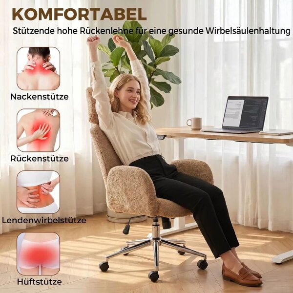 HOMCOM irodai szék állítható fejtámlával, ergonomikus íróasztali szék, dönthető funkcióval, állítható magasságú, barna