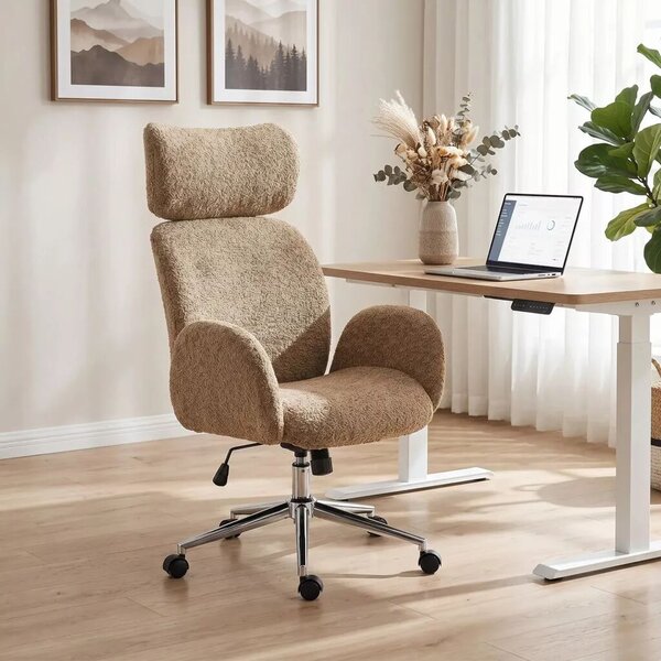 HOMCOM irodai szék állítható fejtámlával, ergonomikus íróasztali szék, dönthető funkcióval, állítható magasságú, barna