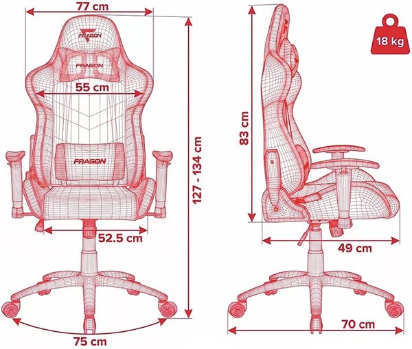 FragON Gamer szék - 2X Series Rev. 2.0, fekete carbon