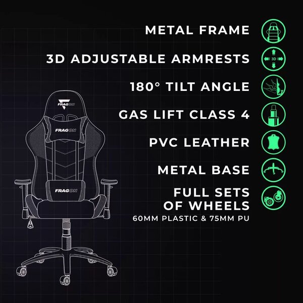FragON Gamer szék - 3X Series Rev. 2.0, fekete