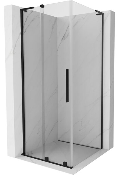 Mexen Velar L, zuhanykabin tolóajtóval 90 x 90 cm, 8mm átlátszó üveg, fekete matt, 871-090-090-03-70