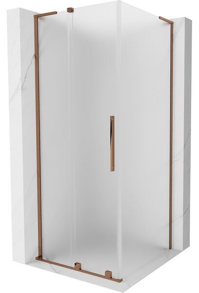 Mexen Velar L, zuhanykabin tolóajtóval 110 x 110 cm, 8 mm-es matt üveg, rózsaszín arany, 871-110-110-33-60