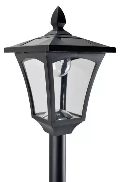 Outsunny LED napelemes kerti lámpa, rozsdamentes acél állólámpa, 160 cm magas, fekete
