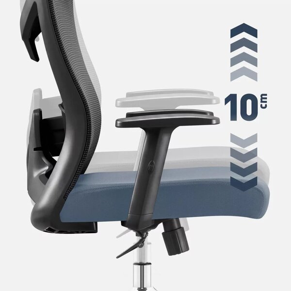 Ergonomikus irodai forgószék, deréktámasszal, 2D háttámla hálós anyaggal, fekete