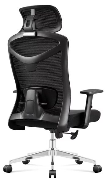 Ergonomikus irodai forgószék, deréktámasszal, 2D háttámla hálós anyaggal, fekete