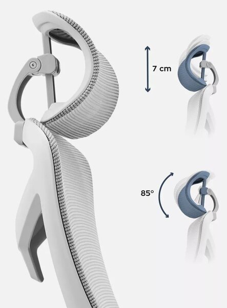 Ergonomikus irodai forgószék, deréktámasszal, 2D háttámla hálós anyaggal, szürke