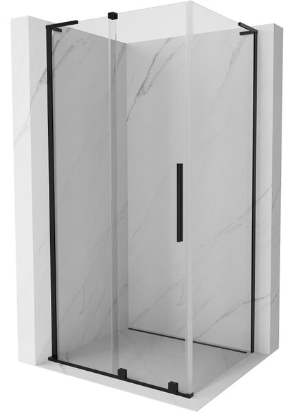 Mexen Velar L, zuhanykabin tolóajtóval 90 x 70 cm, 8mm átlátszó üveg, fekete matt, 871-090-070-03-70