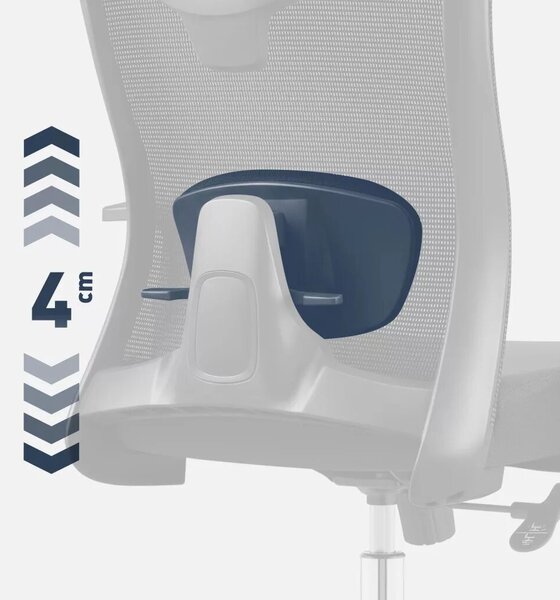 Ergonomikus irodai forgószék, deréktámasszal, 2D háttámla hálós anyaggal, fekete