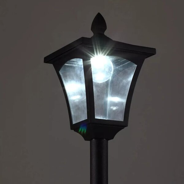 Outsunny LED napelemes kerti lámpa, rozsdamentes acél állólámpa, 160 cm magas, fekete