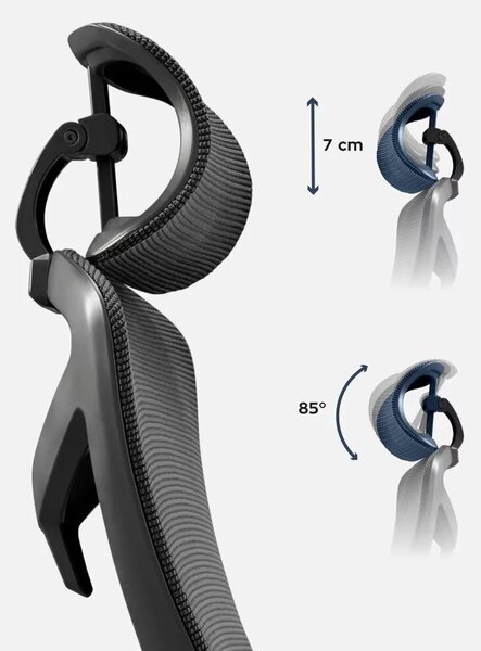 Ergonomikus irodai forgószék, deréktámasszal, 2D háttámla hálós anyaggal, fekete