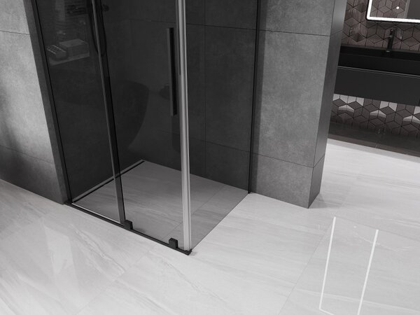 Mexen Velar L, tolóajtós zuhanykabin 120 x 90 cm, 8mm szürke üveg, fekete matt, 871-120-090-43-70