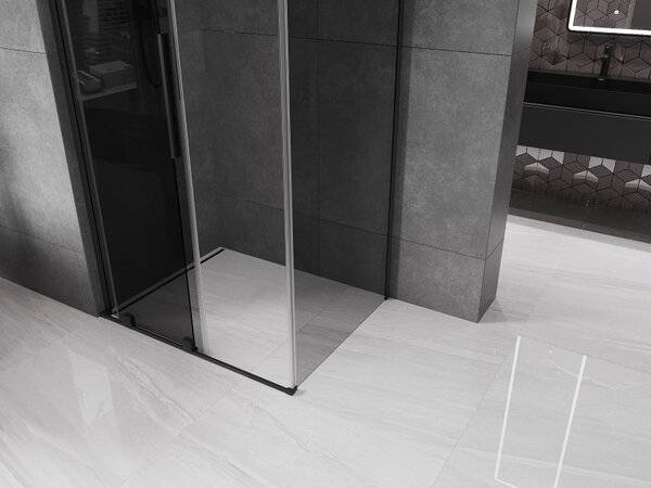 Mexen Velar L, tolóajtós zuhanykabin 120 x 90 cm, 8mm szürke üveg, fekete matt, 871-120-090-43-70
