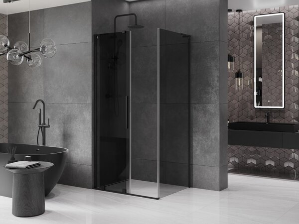 Mexen Velar L, tolóajtós zuhanykabin 120 x 90 cm, 8mm szürke üveg, fekete matt, 871-120-090-43-70