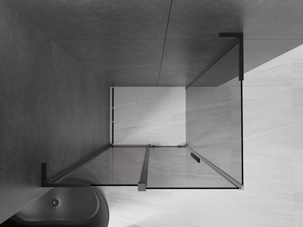 Mexen Velar L, tolóajtós zuhanykabin 120 x 90 cm, 8mm szürke üveg, fekete matt, 871-120-090-43-70