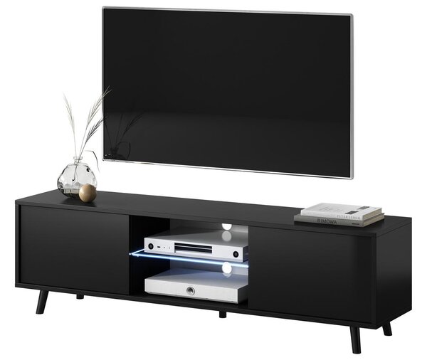Tv szekrény/asztal Leiros (világítással) (fekete)
