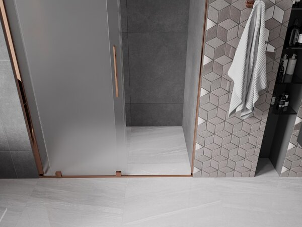 Mexen Velar, tolózuhanyajtó nyitáshoz 150 cm, 8 mm-es matt üveg, rózsaszín arany, 871-150-000-31-60