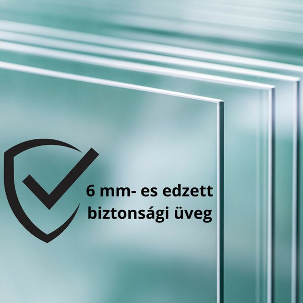 Stuxi Ravenna Black 120x140 összecsukható 3 szárnyú kádparaván 6 mm vastag vízlepergető biztonsági üveggel, fekete elemekkel