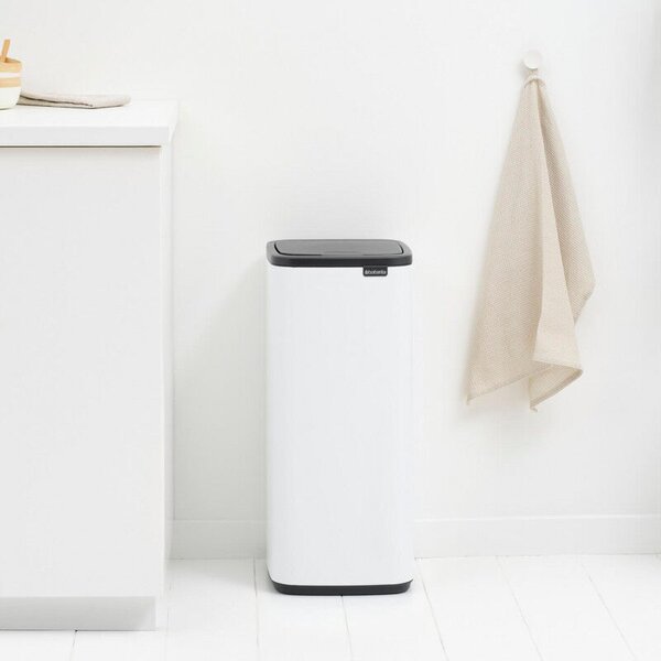 Szemétgyűjtő Brabantia Bo Touch 1010121, 30 L, Lágy és csendes nyitás, Nagy nyílás, Fehér