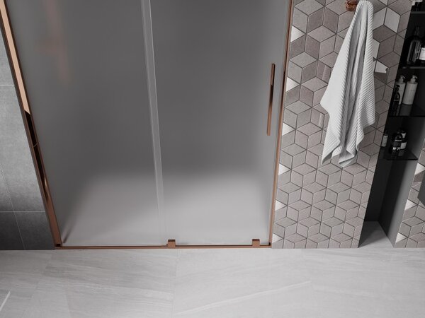 Mexen Velar, tolózuhanyajtó nyitáshoz 150 cm, 8 mm-es matt üveg, rózsaszín arany, 871-150-000-31-60