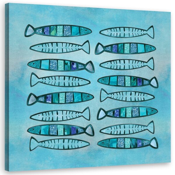 Gario Vászonkép Mint a kézzel festett kék halak - Andrea Haase Méret: 30 x 30 cm