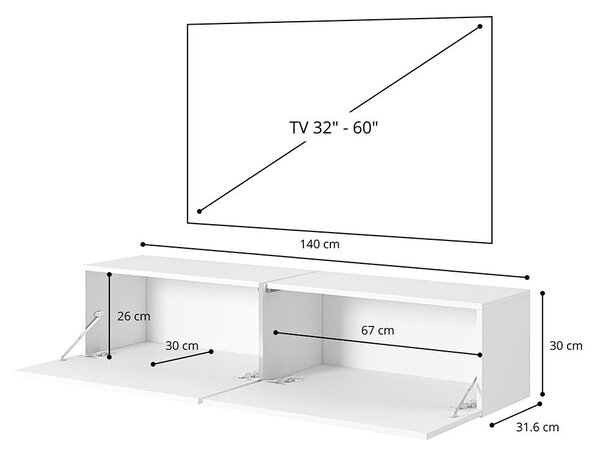 Tv szekrény/asztal Bakira 140 (egger fehér márvány)