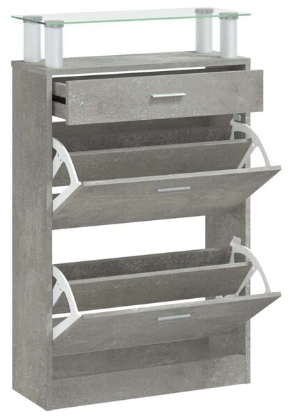 Modern Cipőtartó Szekrény - Betonszürke - 63x24x104 cm