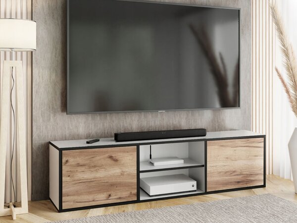 RTV szekrény EDI 3 tölgy craft arany + fehér nyitott