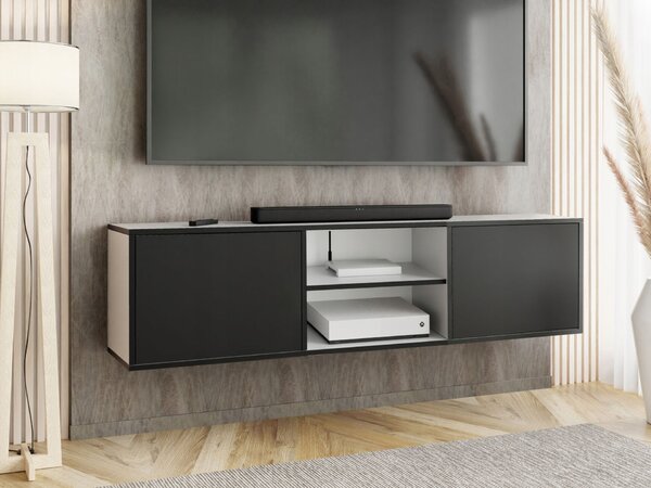 RTV szekrény EDI 3 fehér + fekete nyitott