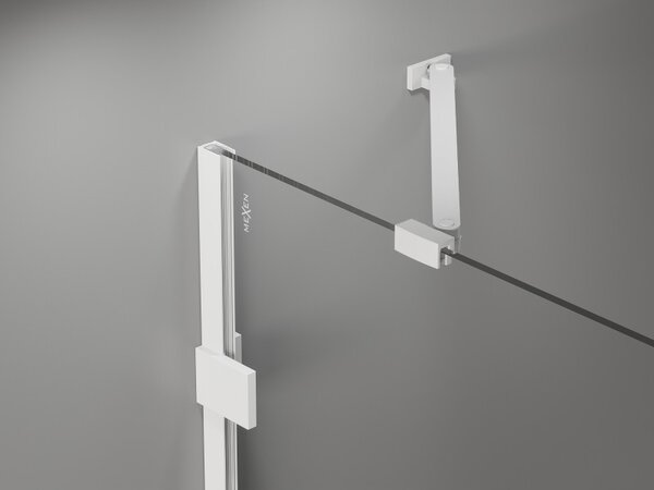 Mexen, Mexen Lunar bal oldali billenő zuhanyajtó 130 cm, átlátszó, fehér - 834-130-000-20-00-L