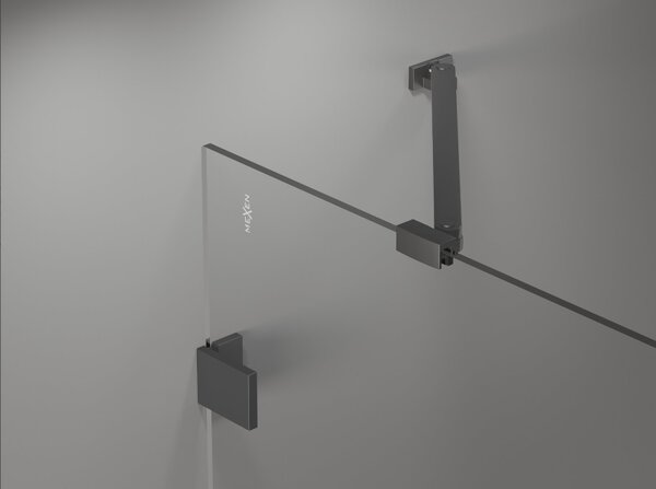 Mexen Lunar Duo, csuklós zuhany 120 x 110 cm, 8 mm átlátszó üveg, grafit profil, 834-120L-110P-95-00