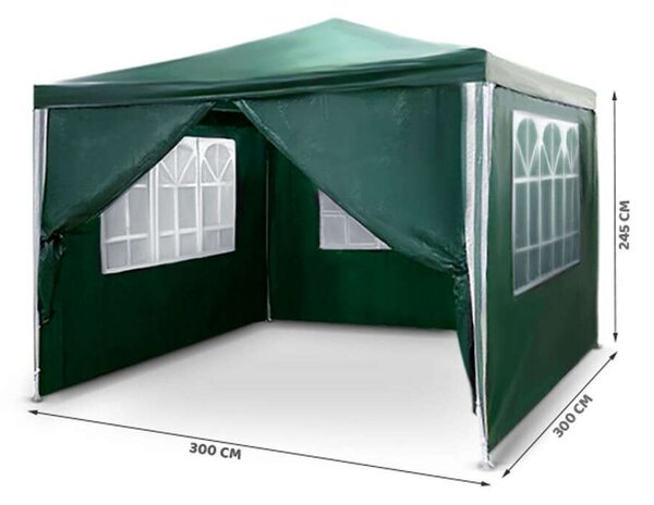 Plonos kerti Pavilon 4 oldalfallal 3x3m - Zöld