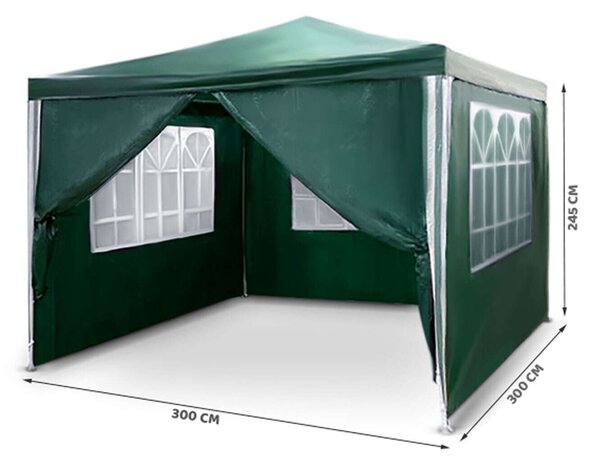 Plonos kerti Pavilon 4 oldalfallal 3x3m - Zöld
