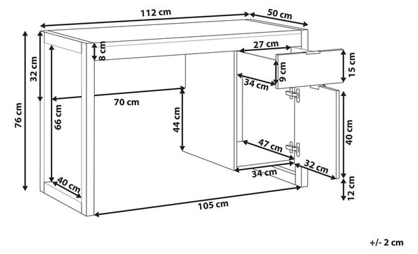 Íróasztal JOHNSON Barna/fehér 112 cm 50 cm Ágyneműtartóval
