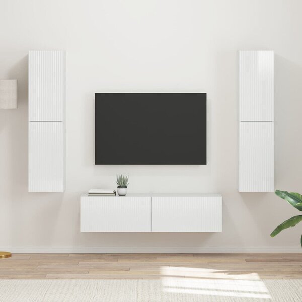 TV szekrény garnitúra 6 db Magas Fényű Fehér Szerelt Fa