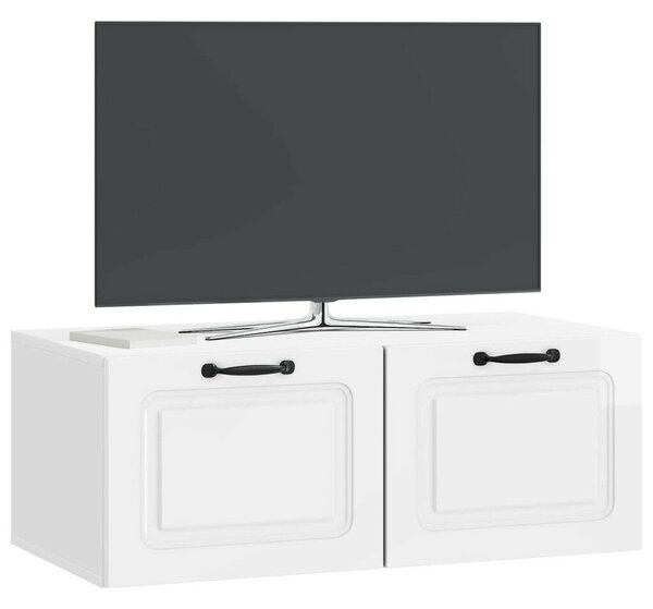 Fali TV szekrény Magasfényű Fehér 78,5 x 41 x 30 cm Szerelt Fa