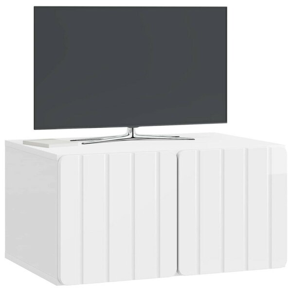 Fali TV szekrény 59,5 x 41 x 30 cm Magasfényű Fehér Szerelt Fa