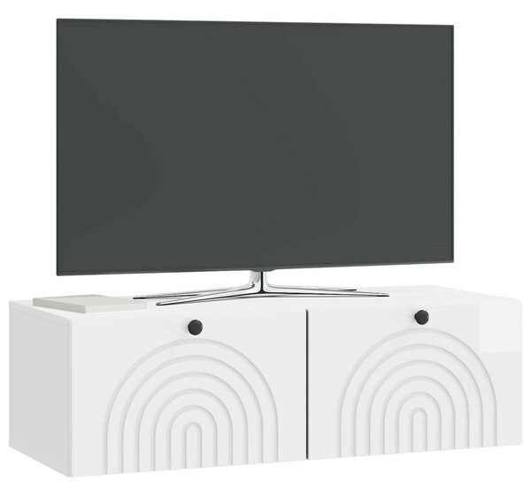 Fali TV szekrény Magasfényű Fehér 98 x 41 x 30 cm Szerelt Fa