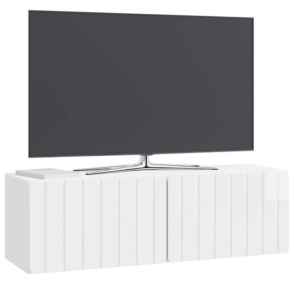 Fali TV szekrény 98 x 31 x 30 cm Magasfényű Fehér Szerelt Fa