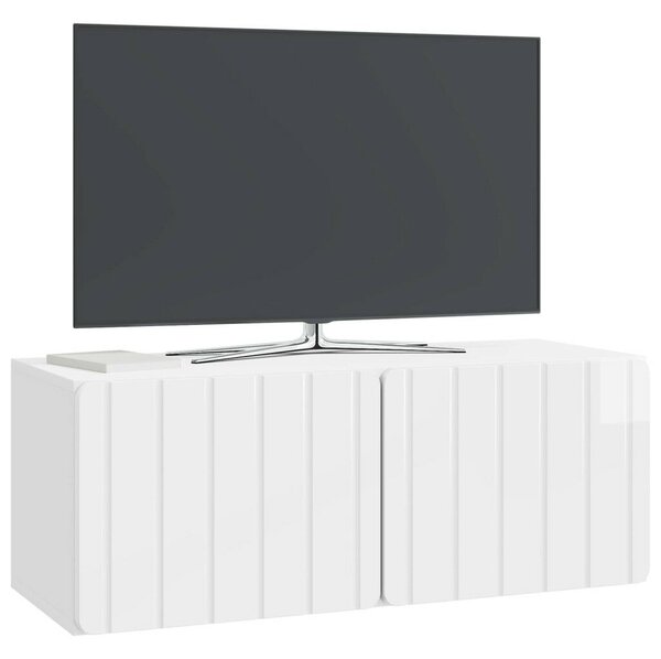 Fali TV szekrény 78,5 x 31 x 30 cm Magasfényű Fehér Szerelt Fa