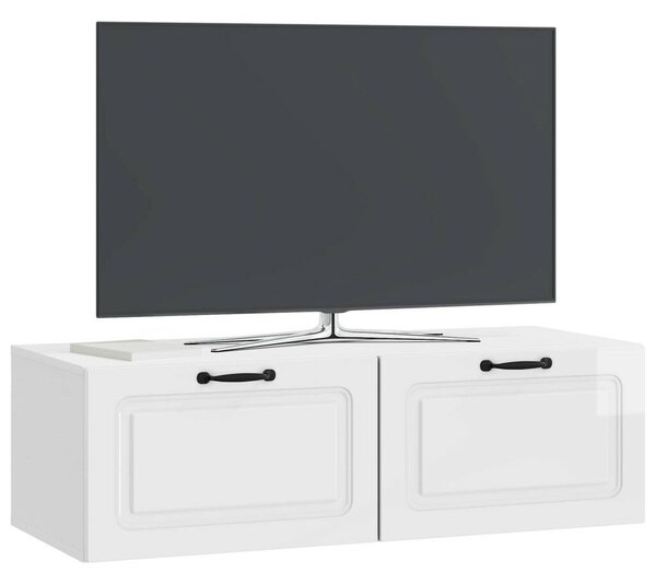 Fali TV szekrény Magasfényű Fehér 98 x 41 x 30 cm Szerelt Fa