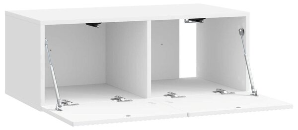 Fali TV szekrény 78,5 x 41 x 30 cm Magasfényű Fehér Szerelt Fa