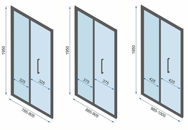 Rea Rapid Swing, 3 falas zuhanykabin 100 (ajtó) x 100 (fal) x 100 (fal) x 195 cm, 6mm átlátszó üveg, arany fényes profil, KPL-09400