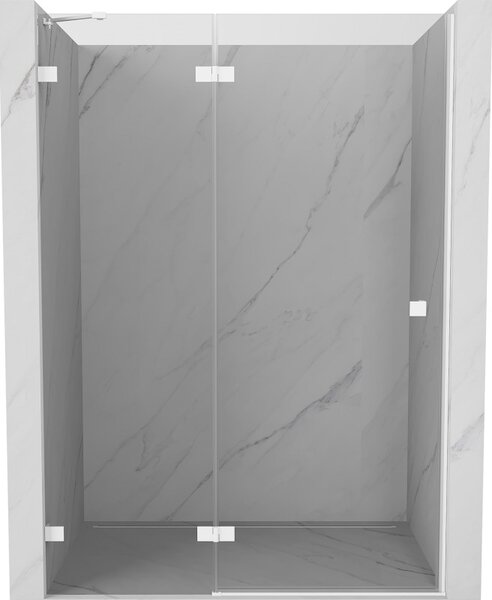 Mexen, Mexen Lunar bal oldali billenő zuhanyajtó 130 cm, átlátszó, fehér - 834-130-000-20-00-L