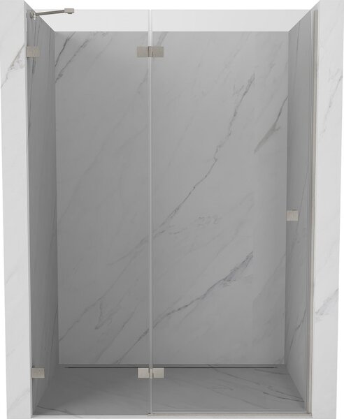 Mexen, Mexen Lunar balos nyíló zuhanyajtó 130 cm, átlátszó, szálcsiszolt nikkel - 834-130-000-97-00-L