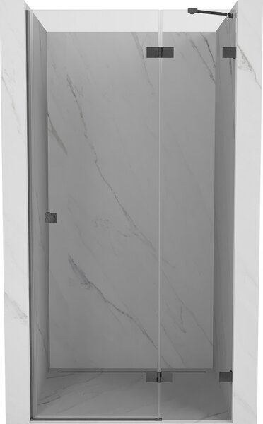 Mexen, Mexen Lunar jobbos zsanéros zuhanyajtó 70 cm, átlátszó, szálcsiszolt szürke-fekete - 834-070-000-66-00-P