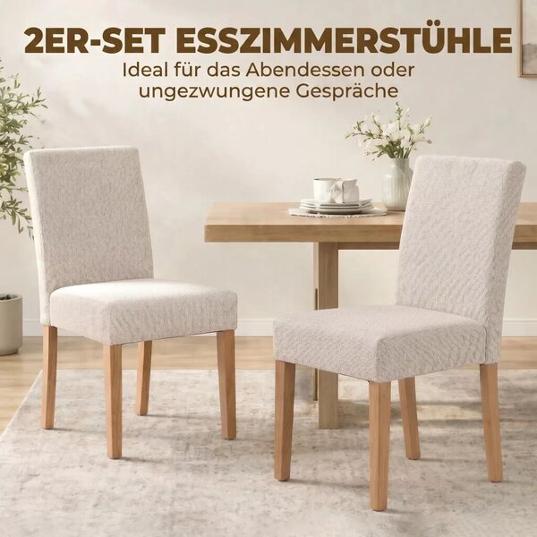 HOMCOM étkezőszékek 2 darabos szettben, modern vászonkárpitozású székek párnázott ülőfelülettel és háttámlával