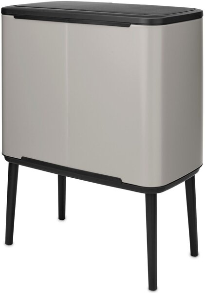 Brabantia Bo Touch Bin nyomófedeles hulladékgyűjtő, magasított, lábakon álló, műanyag tartály, 36L - R méret, acél, hamvasszürke - 254987